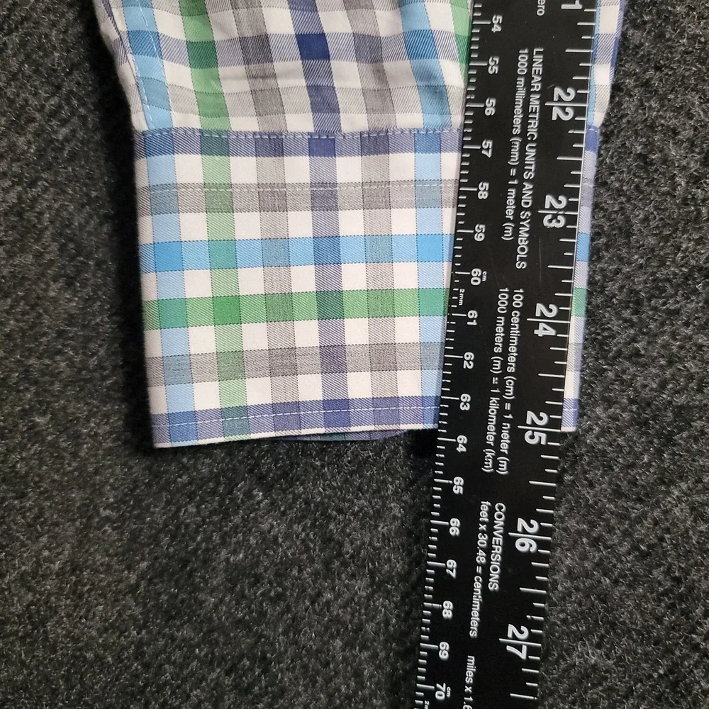 Peter Millar Men Button Down Shirt Medium Gingham Check Multicolor‎ Cotton